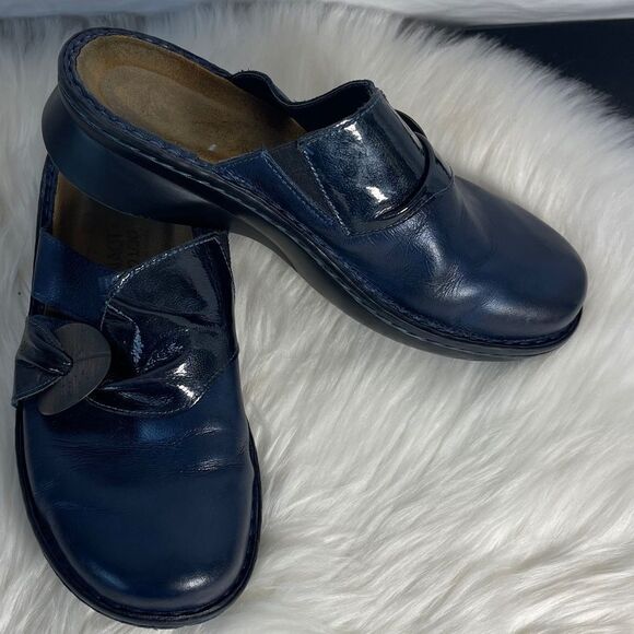 Naot Navy Leather/Patent Clogs Slides Sz 37/6-6.5 - Picture 1 of 9